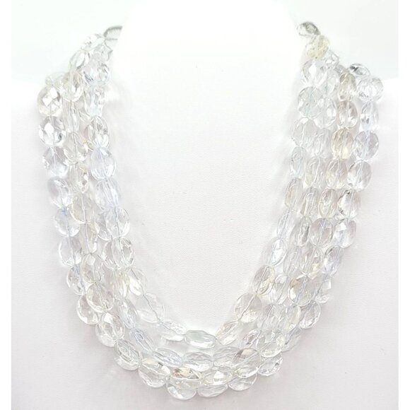 Sterling Silver Slide Tube Clasp Multi Strand Faceted Quartz Choker, 14 Inches - Picture 11 of 11